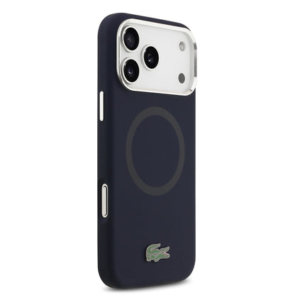 iPhone 17 Pro Max Kılıf Lacoste Orjinal Lisanslı M-safe Şarj Özellikli İkonik Logolu Metal Kamera Çerçeveli Silikon Kapak