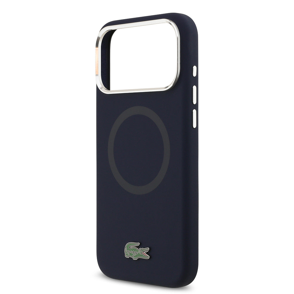 iPhone 17 Pro Max Kılıf Lacoste Orjinal Lisanslı M-safe Şarj Özellikli İkonik Logolu Metal Kamera Çerçeveli Silikon Kapak