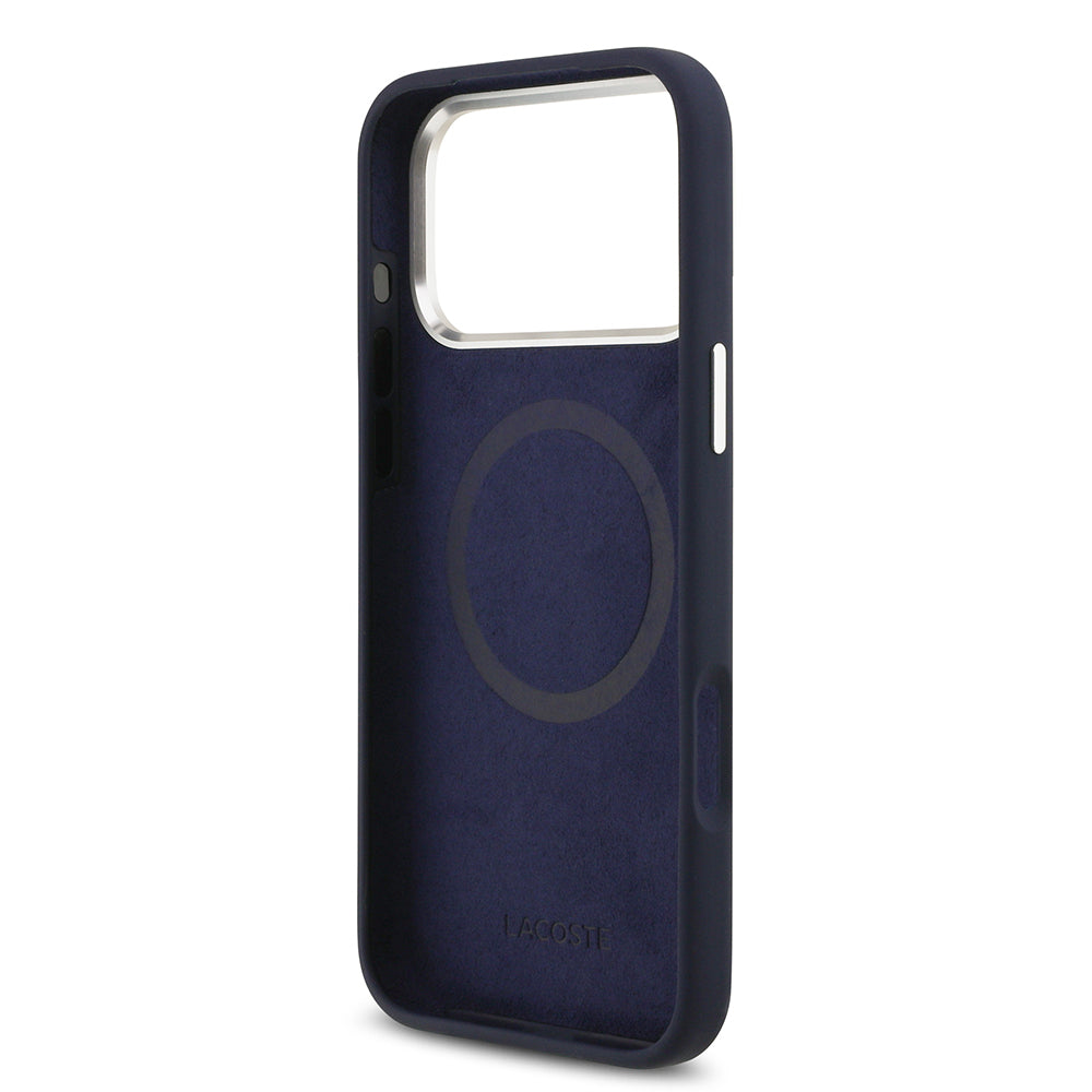 iPhone 17 Pro Max Kılıf Lacoste Orjinal Lisanslı M-safe Şarj Özellikli İkonik Logolu Metal Kamera Çerçeveli Silikon Kapak