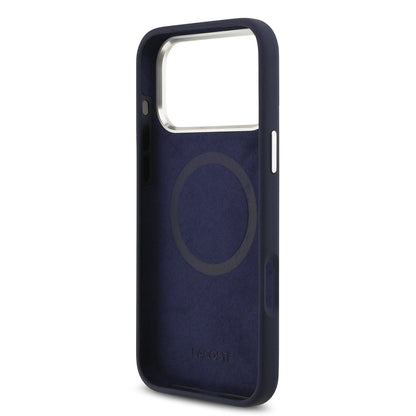 iPhone 17 Pro Max Kılıf Lacoste Orjinal Lisanslı M-safe Şarj Özellikli İkonik Logolu Metal Kamera Çerçeveli Silikon Kapak