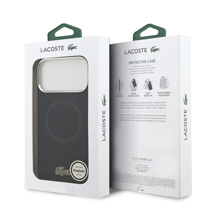 iPhone 17 Pro Max Kılıf Lacoste Orjinal Lisanslı M-safe Şarj Özellikli İkonik Logolu Metal Kamera Çerçeveli Silikon Kapak