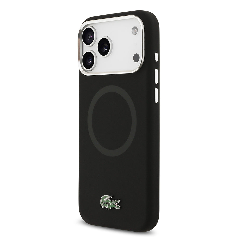 iPhone 17 Pro Max Kılıf Lacoste Orjinal Lisanslı M-safe Şarj Özellikli İkonik Logolu Metal Kamera Çerçeveli Silikon Kapak