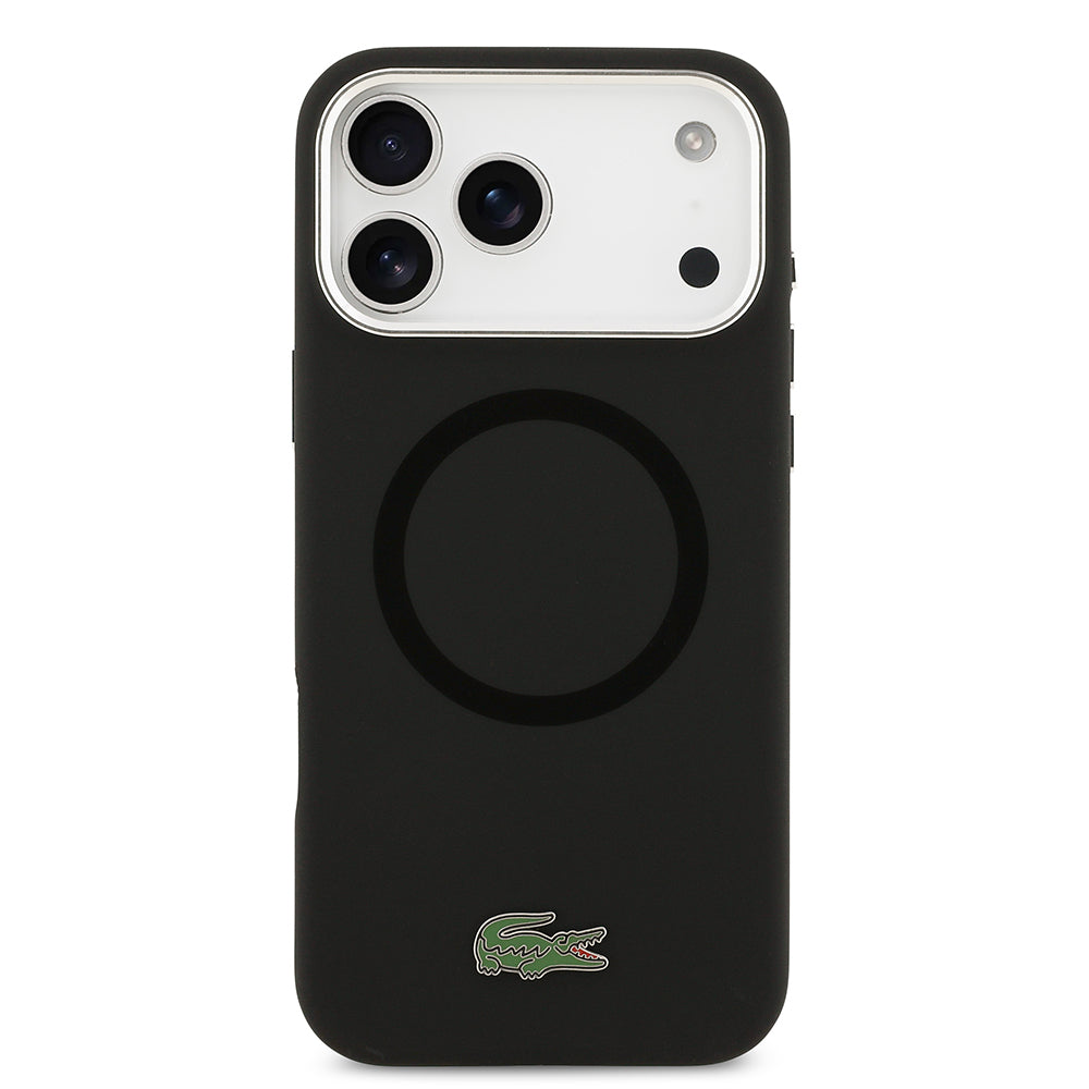 iPhone 17 Pro Max Kılıf Lacoste Orjinal Lisanslı M-safe Şarj Özellikli İkonik Logolu Metal Kamera Çerçeveli Silikon Kapak