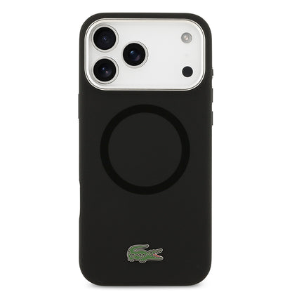 iPhone 17 Pro Max Kılıf Lacoste Orjinal Lisanslı M-safe Şarj Özellikli İkonik Logolu Metal Kamera Çerçeveli Silikon Kapak