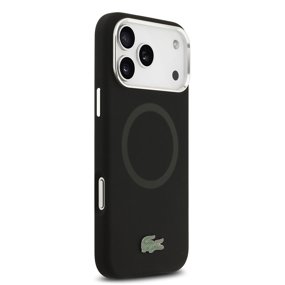 iPhone 17 Pro Max Kılıf Lacoste Orjinal Lisanslı M-safe Şarj Özellikli İkonik Logolu Metal Kamera Çerçeveli Silikon Kapak