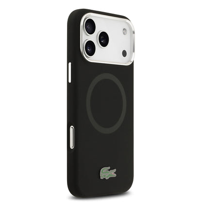 iPhone 17 Pro Max Kılıf Lacoste Orjinal Lisanslı M-safe Şarj Özellikli İkonik Logolu Metal Kamera Çerçeveli Silikon Kapak