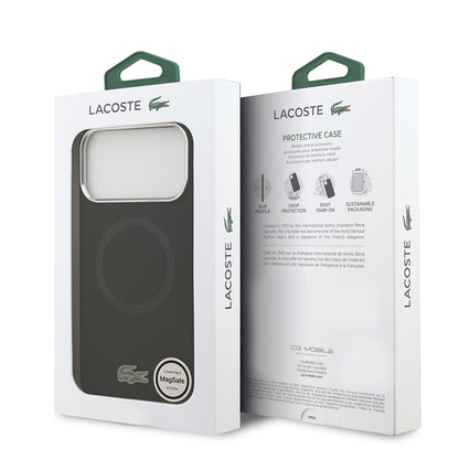 iPhone 17 Pro Max Kılıf Lacoste Orjinal Lisanslı M-safe Şarj Özellikli İkonik Logolu Metal Kamera Çerçeveli Silikon Kapak