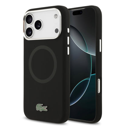 iPhone 17 Pro Max Kılıf Lacoste Orjinal Lisanslı M-safe Şarj Özellikli İkonik Logolu Metal Kamera Çerçeveli Silikon Kapak