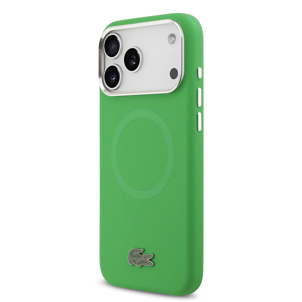 iPhone 17 Pro Max Kılıf Lacoste Orjinal Lisanslı M-safe Şarj Özellikli İkonik Logolu Metal Kamera Çerçeveli Silikon Kapak