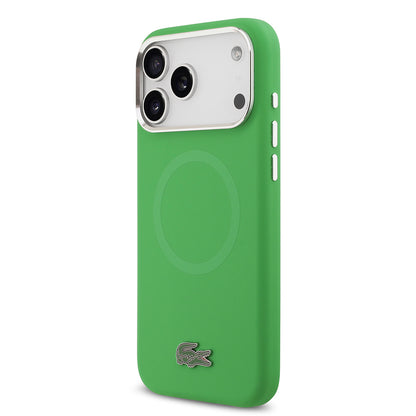 iPhone 17 Pro Max Kılıf Lacoste Orjinal Lisanslı M-safe Şarj Özellikli İkonik Logolu Metal Kamera Çerçeveli Silikon Kapak