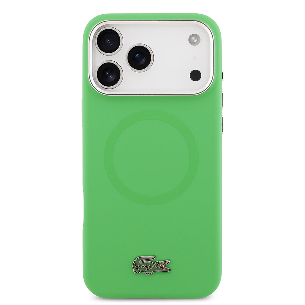 iPhone 17 Pro Max Kılıf Lacoste Orjinal Lisanslı M-safe Şarj Özellikli İkonik Logolu Metal Kamera Çerçeveli Silikon Kapak