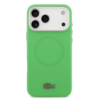 iPhone 17 Pro Max Kılıf Lacoste Orjinal Lisanslı M-safe Şarj Özellikli İkonik Logolu Metal Kamera Çerçeveli Silikon Kapak