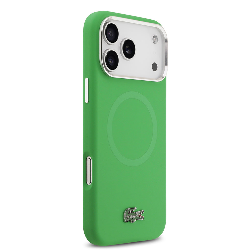 iPhone 17 Pro Max Kılıf Lacoste Orjinal Lisanslı M-safe Şarj Özellikli İkonik Logolu Metal Kamera Çerçeveli Silikon Kapak