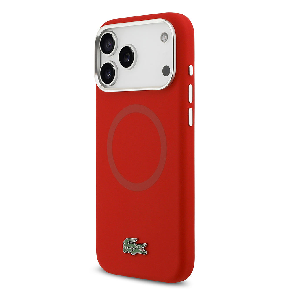 iPhone 17 Pro Max Kılıf Lacoste Orjinal Lisanslı M-safe Şarj Özellikli İkonik Logolu Metal Kamera Çerçeveli Silikon Kapak