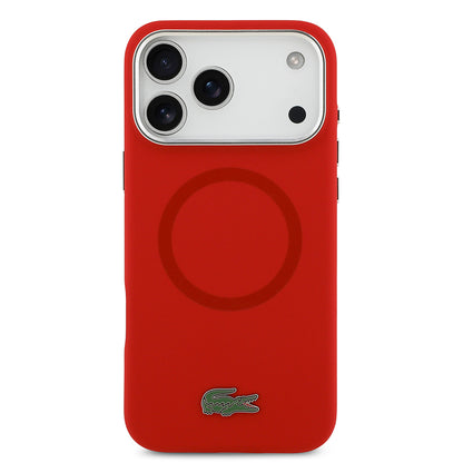 iPhone 17 Pro Max Kılıf Lacoste Orjinal Lisanslı M-safe Şarj Özellikli İkonik Logolu Metal Kamera Çerçeveli Silikon Kapak