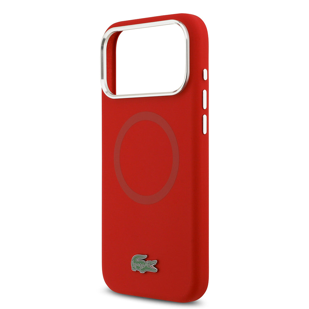 iPhone 17 Pro Max Kılıf Lacoste Orjinal Lisanslı M-safe Şarj Özellikli İkonik Logolu Metal Kamera Çerçeveli Silikon Kapak