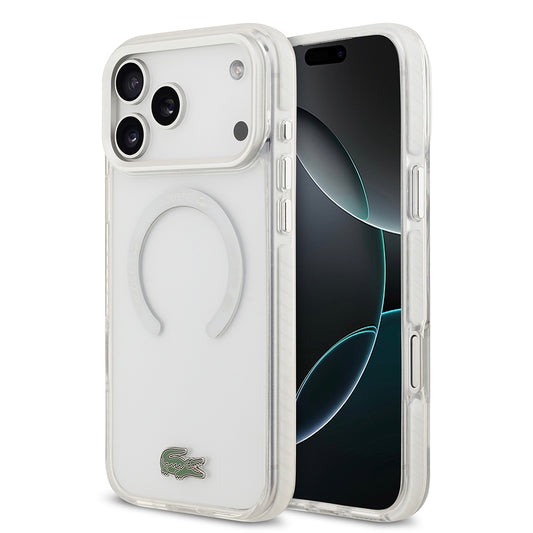 iPhone 17 Pro Max Kılıf Lacoste Orjinal Lisanslı M-safe Şarj Özellikli İkonik Timsah Logolu Buzlu Kapak