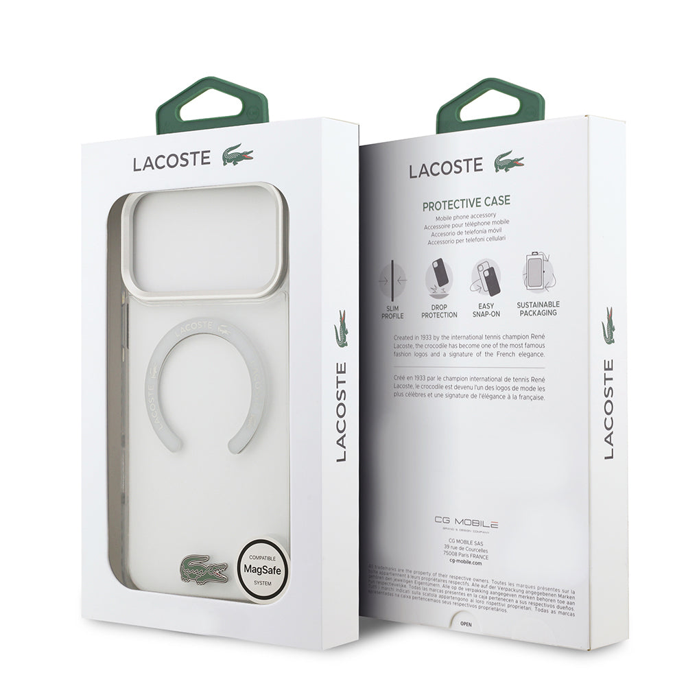 iPhone 17 Pro Max Kılıf Lacoste Orjinal Lisanslı M-safe Şarj Özellikli İkonik Timsah Logolu Buzlu Kapak