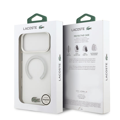 iPhone 17 Pro Max Kılıf Lacoste Orjinal Lisanslı M-safe Şarj Özellikli İkonik Timsah Logolu Buzlu Kapak