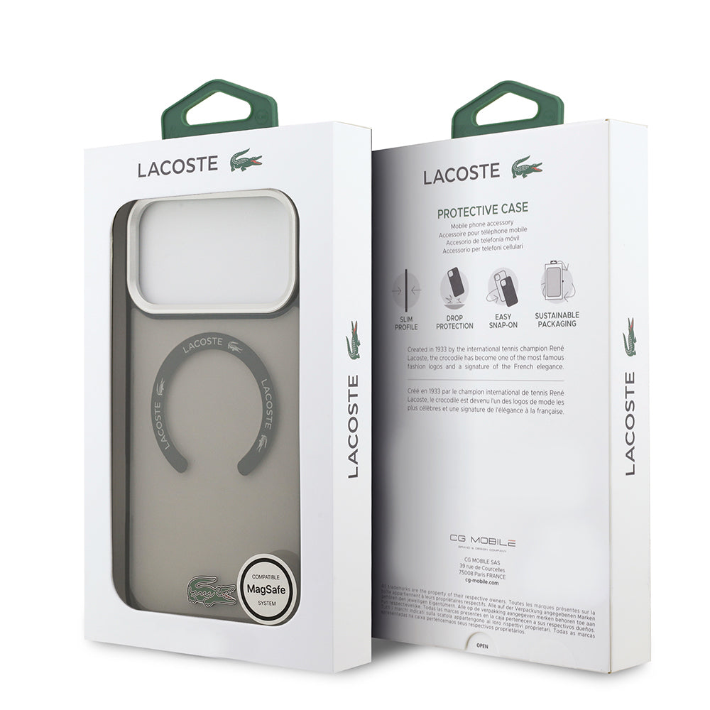 iPhone 17 Pro Max Kılıf Lacoste Orjinal Lisanslı M-safe Şarj Özellikli İkonik Timsah Logolu Buzlu Kapak