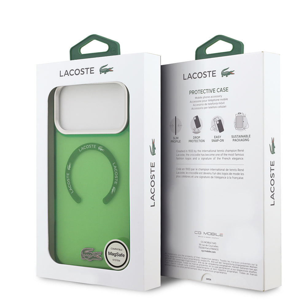 iPhone 17 Pro Max Kılıf Lacoste Orjinal Lisanslı M-safe Şarj Özellikli İkonik Timsah Logolu Buzlu Kapak