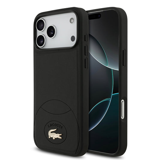 iPhone 17 Pro Max Kılıf Lacoste Orjinal Lisanslı M-safe Şarj Özellikli PU Deri Tasarımlı Metal Logolu Kapak