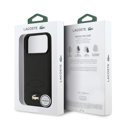 iPhone 17 Pro Max Kılıf Lacoste Orjinal Lisanslı M-safe Şarj Özellikli PU Deri Tasarımlı Metal Logolu Kapak