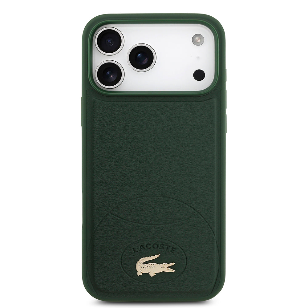 iPhone 17 Pro Max Kılıf Lacoste Orjinal Lisanslı M-safe Şarj Özellikli PU Deri Tasarımlı Metal Logolu Kapak