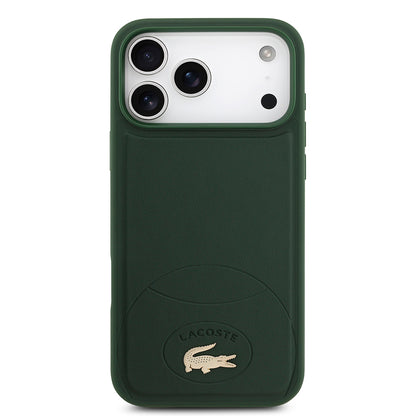 iPhone 17 Pro Max Kılıf Lacoste Orjinal Lisanslı M-safe Şarj Özellikli PU Deri Tasarımlı Metal Logolu Kapak