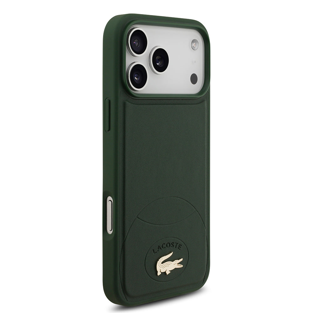 iPhone 17 Pro Max Kılıf Lacoste Orjinal Lisanslı M-safe Şarj Özellikli PU Deri Tasarımlı Metal Logolu Kapak