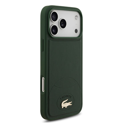 iPhone 17 Pro Max Kılıf Lacoste Orjinal Lisanslı M-safe Şarj Özellikli PU Deri Tasarımlı Metal Logolu Kapak