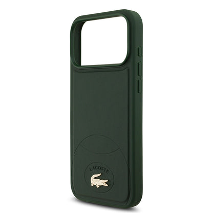 iPhone 17 Pro Max Kılıf Lacoste Orjinal Lisanslı M-safe Şarj Özellikli PU Deri Tasarımlı Metal Logolu Kapak