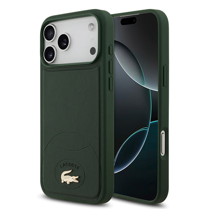 iPhone 17 Pro Max Kılıf Lacoste Orjinal Lisanslı M-safe Şarj Özellikli PU Deri Tasarımlı Metal Logolu Kapak