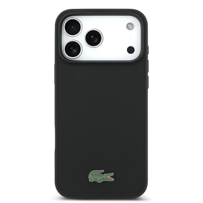 iPhone 17 Pro Max Kılıf Lacoste Orjinal Lisanslı M-safe Şarj Özellikli PU Pike Desenli Metal Logolu Kartlıklı Kapak