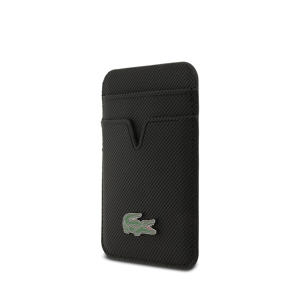 iPhone 17 Pro Max Kılıf Lacoste Orjinal Lisanslı M-safe Şarj Özellikli PU Pike Desenli Metal Logolu Kartlıklı Kapak