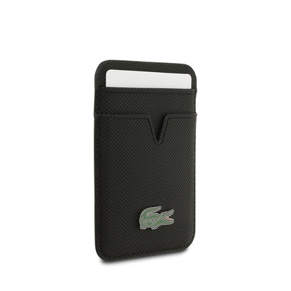 iPhone 17 Pro Max Kılıf Lacoste Orjinal Lisanslı M-safe Şarj Özellikli PU Pike Desenli Metal Logolu Kartlıklı Kapak