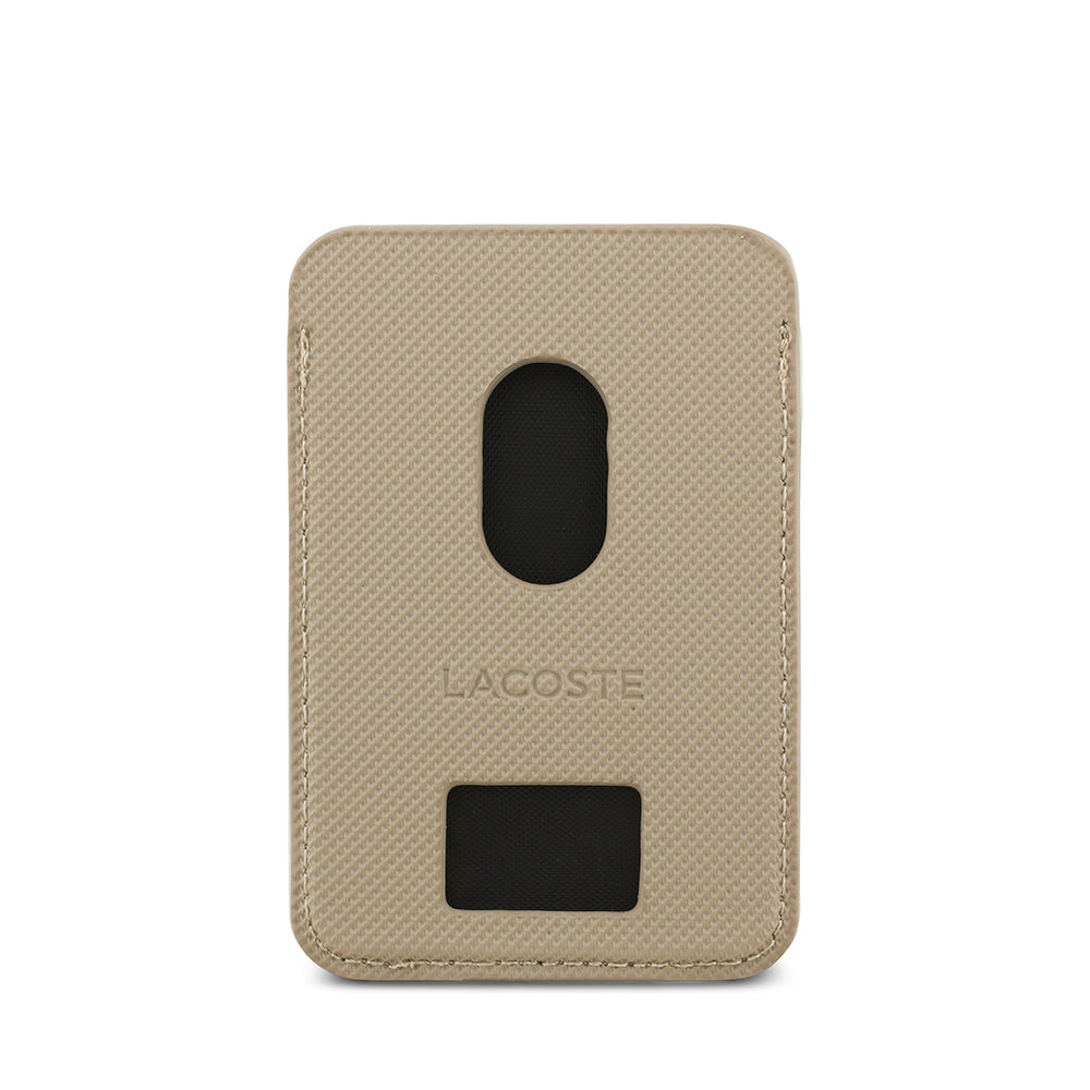 iPhone 17 Pro Max Kılıf Lacoste Orjinal Lisanslı M-safe Şarj Özellikli PU Pike Desenli Metal Logolu Kartlıklı Kapak