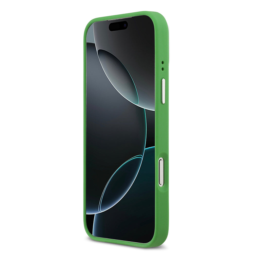 iPhone 17 Pro Max Kılıf Lacoste Orjinal Lisanslı M-safe Şarj Özellikli PU Pike Desenli Standlı Metal Logolu Kapak