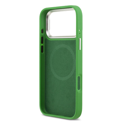 iPhone 17 Pro Max Kılıf Lacoste Orjinal Lisanslı M-safe Şarj Özellikli PU Pike Desenli Standlı Metal Logolu Kapak