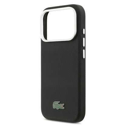 Apple iPhone 17 Pro Max Kılıf Lacoste Orjinal Lisanslı M-Safe Şarj Özellikli PVC Pike Desenli Arka Yüzey İkonik Timsah Dokuma Logolu Kapak