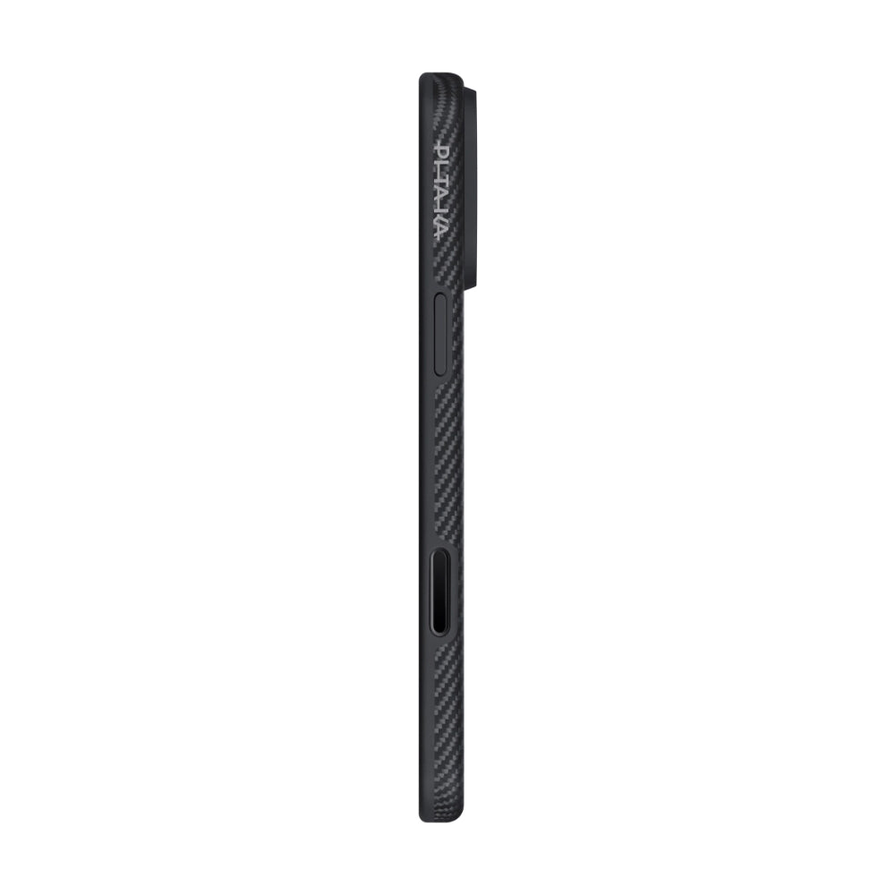 iPhone 17 Pro Max Kılıf M-safe Şarj Özellikli 1500D Aramid Fiber Pitaka Military-Grade Classic Serisi Black-Grey Twill Kapak