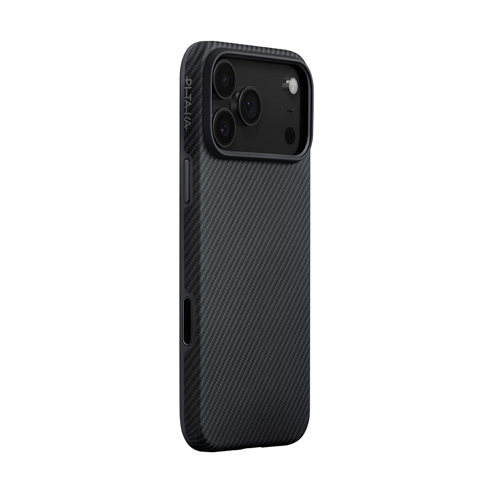 iPhone 17 Pro Max Kılıf M-safe Şarj Özellikli 1500D Aramid Fiber Pitaka Military-Grade Classic Serisi Black-Grey Twill Kapak