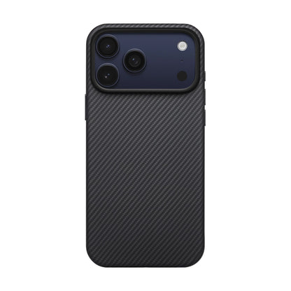 iPhone 17 Pro Max Kılıf M-safe Şarj Özellikli 1500D Aramid Fiber Pitaka Military-Grade Classic Serisi Black-Grey Twill Kapak