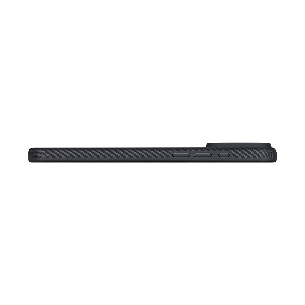 iPhone 17 Pro Max Kılıf M-safe Şarj Özellikli 1500D Aramid Fiber Pitaka Military-Grade Classic Serisi Black-Grey Twill Kapak