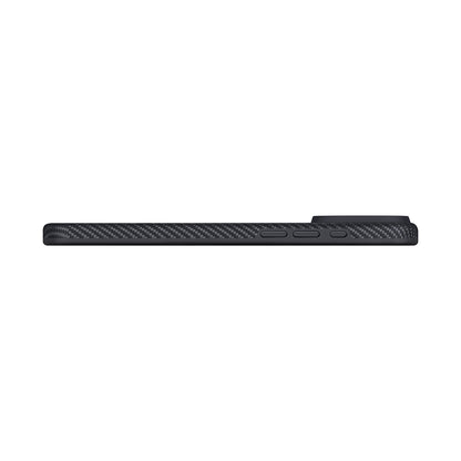 iPhone 17 Pro Max Kılıf M-safe Şarj Özellikli 1500D Aramid Fiber Pitaka Military-Grade Classic Serisi Black-Grey Twill Kapak