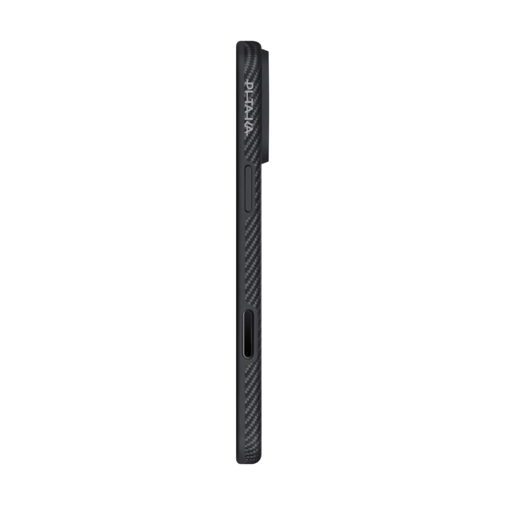 iPhone 17 Pro Max Kılıf M-safe Şarj Özellikli 1500D Aramid Fiber Pitaka Military-Grade Classic Serisi Black-Grey Twill Kapak