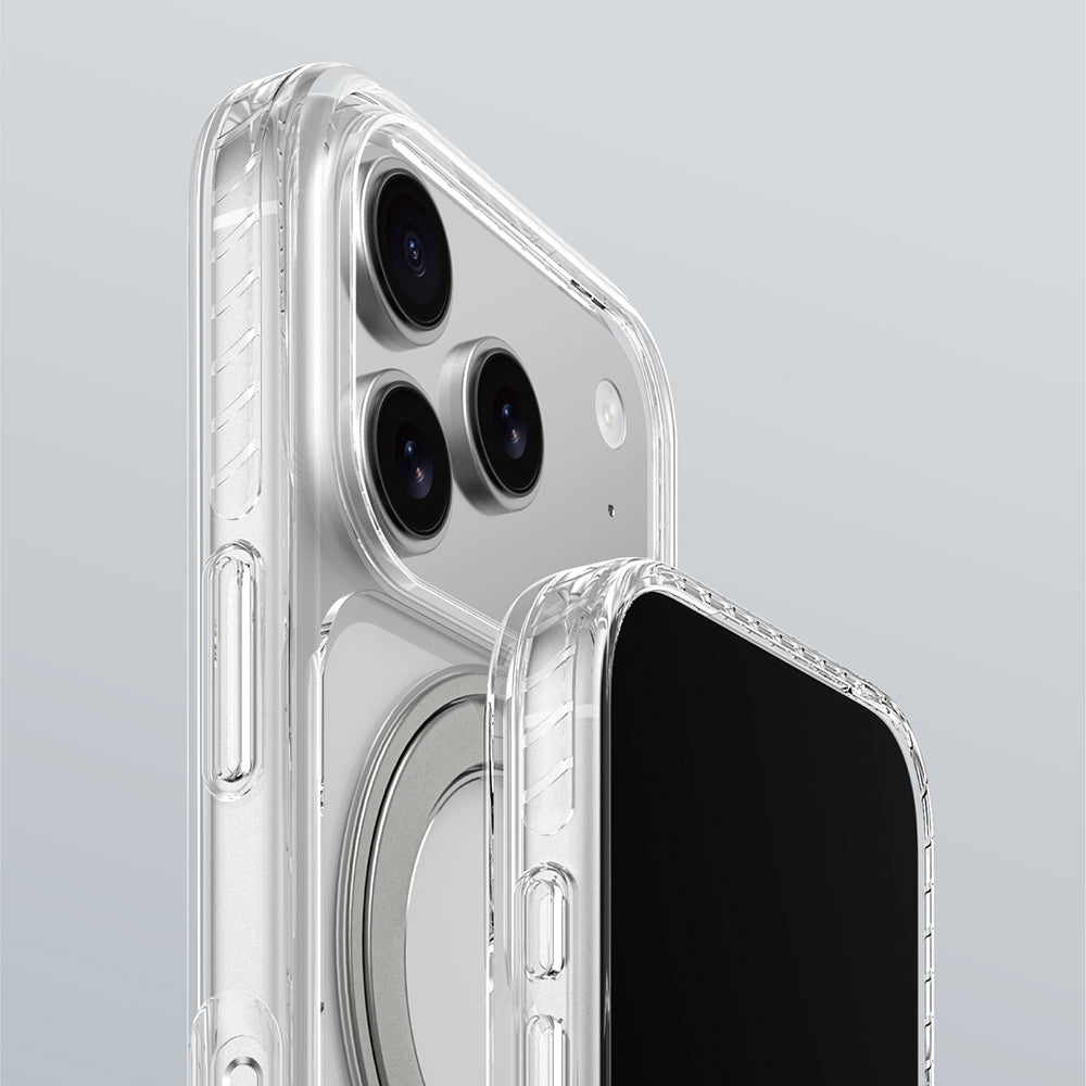 iPhone 17 Pro Max Kılıf M-Safe Şarj Özellikli Airbag Tasarımlı Standlı AmazingThing Titan Pro MagSpin Kapak