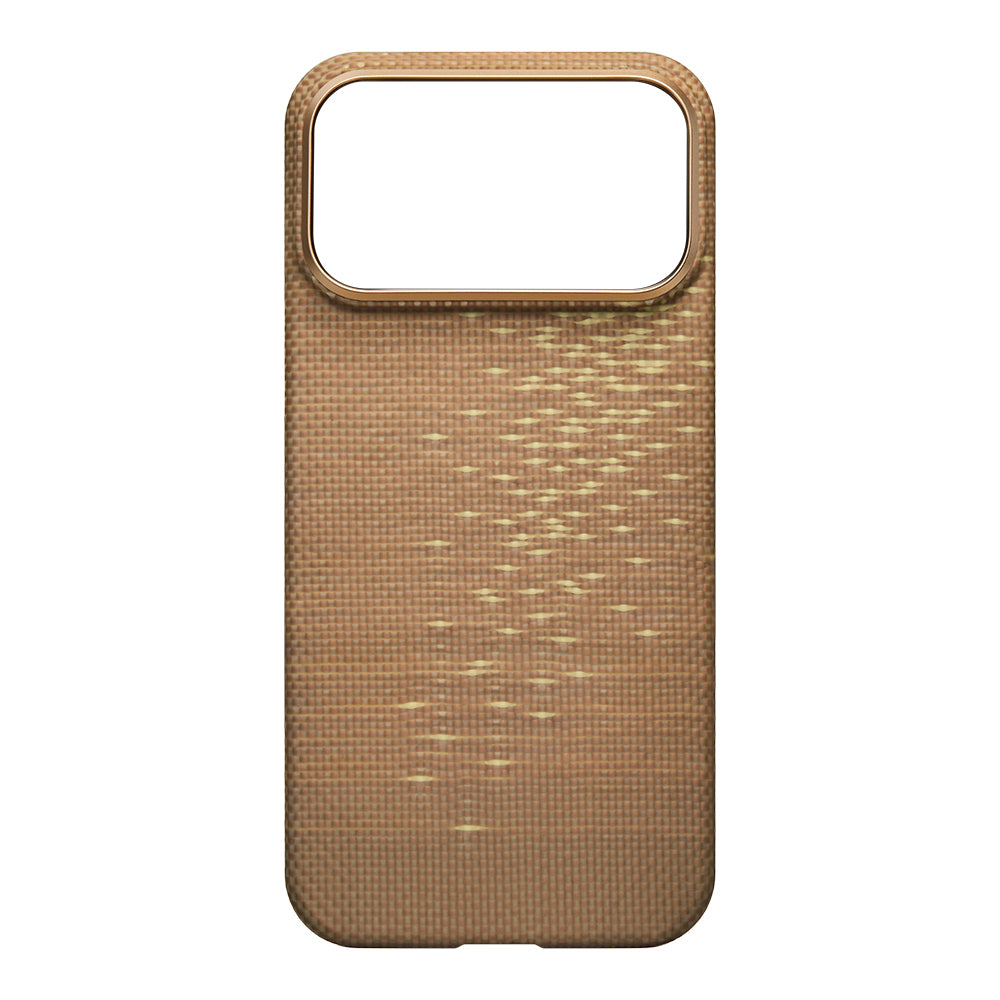 iPhone 17 Pro Max Kılıf M-safe Şarj Özellikli Aramid Fiber Pitaka Glints of Gold Ultra Slim Serisi Kapak
