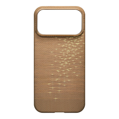 iPhone 17 Pro Max Kılıf M-safe Şarj Özellikli Aramid Fiber Pitaka Glints of Gold Ultra Slim Serisi Kapak