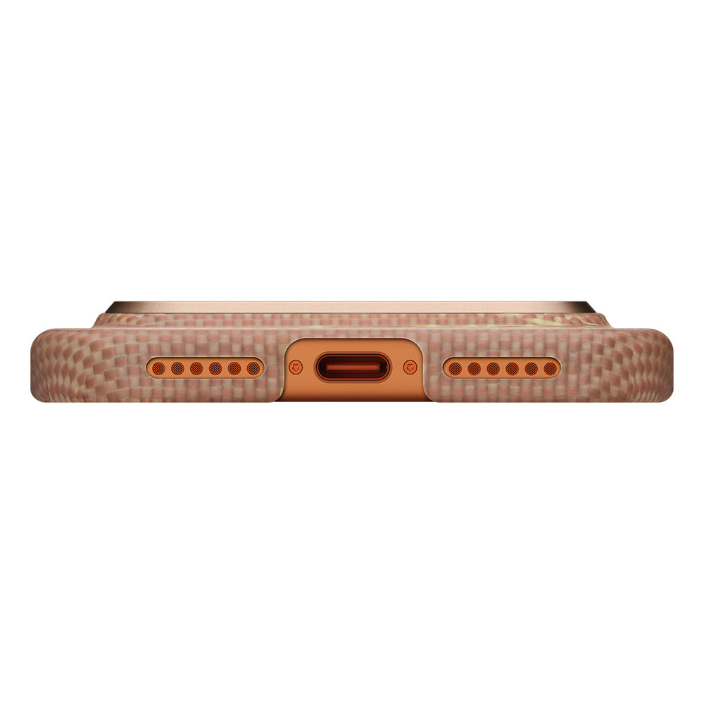 iPhone 17 Pro Max Kılıf M-safe Şarj Özellikli Aramid Fiber Pitaka Glints of Gold Ultra Slim Serisi Kapak